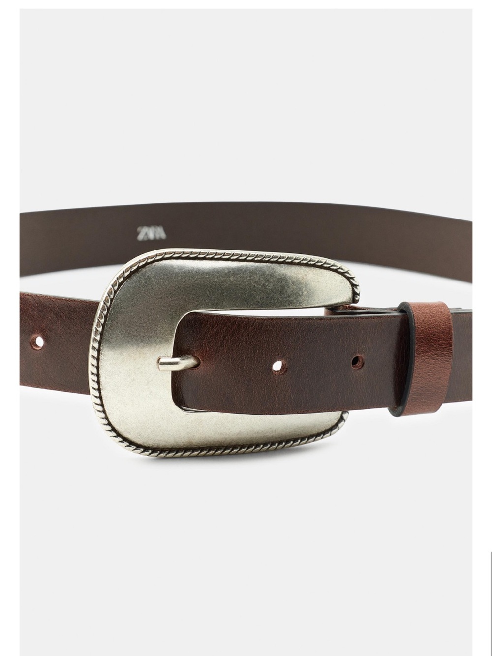 ZARA 100% LEATHER METALLIC BUCKLE BELT - Picture 2 of 3